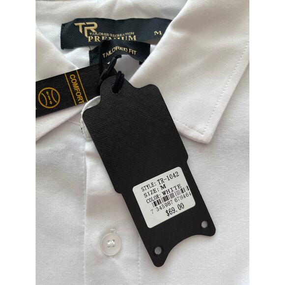New  ~ TR PREMIUM ~ Solid Tailored Fit Stretch Knit Dress Shirt Size M Ret $69 - Picture 6 of 7